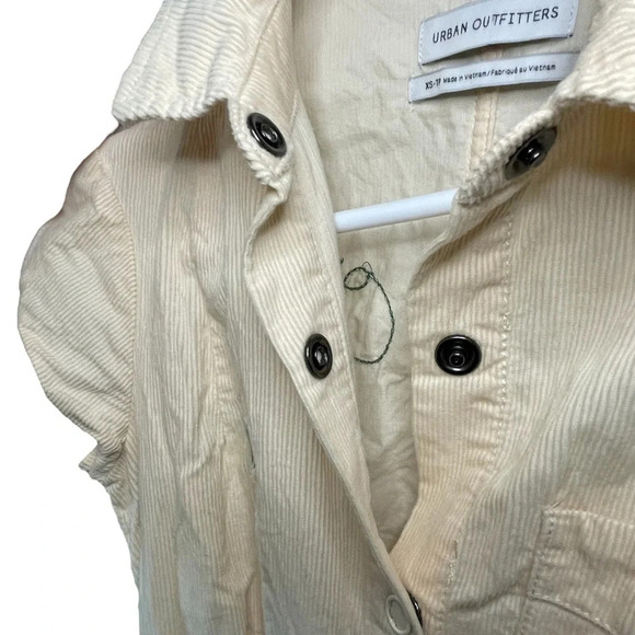 Urban Outfitters Knock Out Corduroy Romper Cream Women’s Size XS Button Preppy - Picture 6 of 11